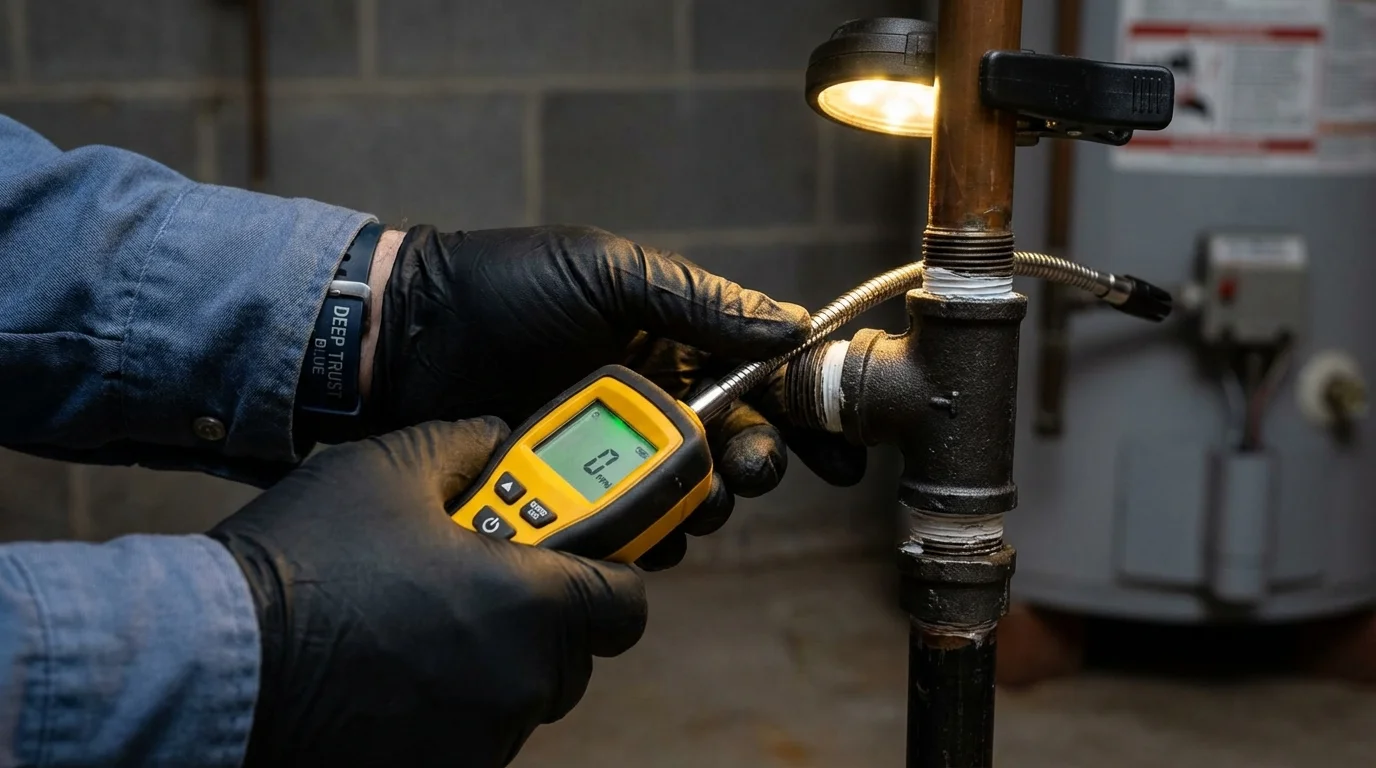 Gas leak detection with electronic sniffer by Johns Plumbing LLC in Clemmons