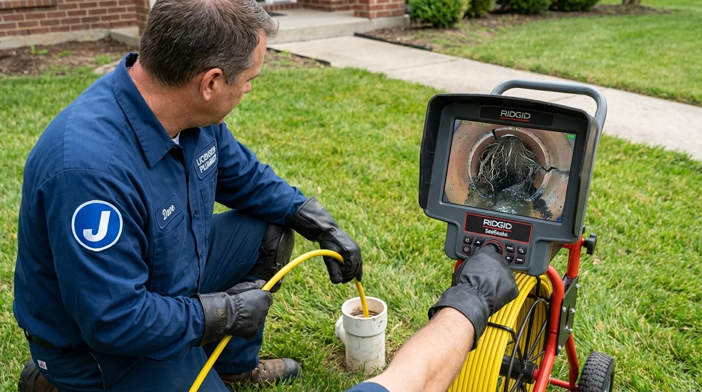 Sewer camera inspection being performed by Johns Plumbing LLC in Clemmons