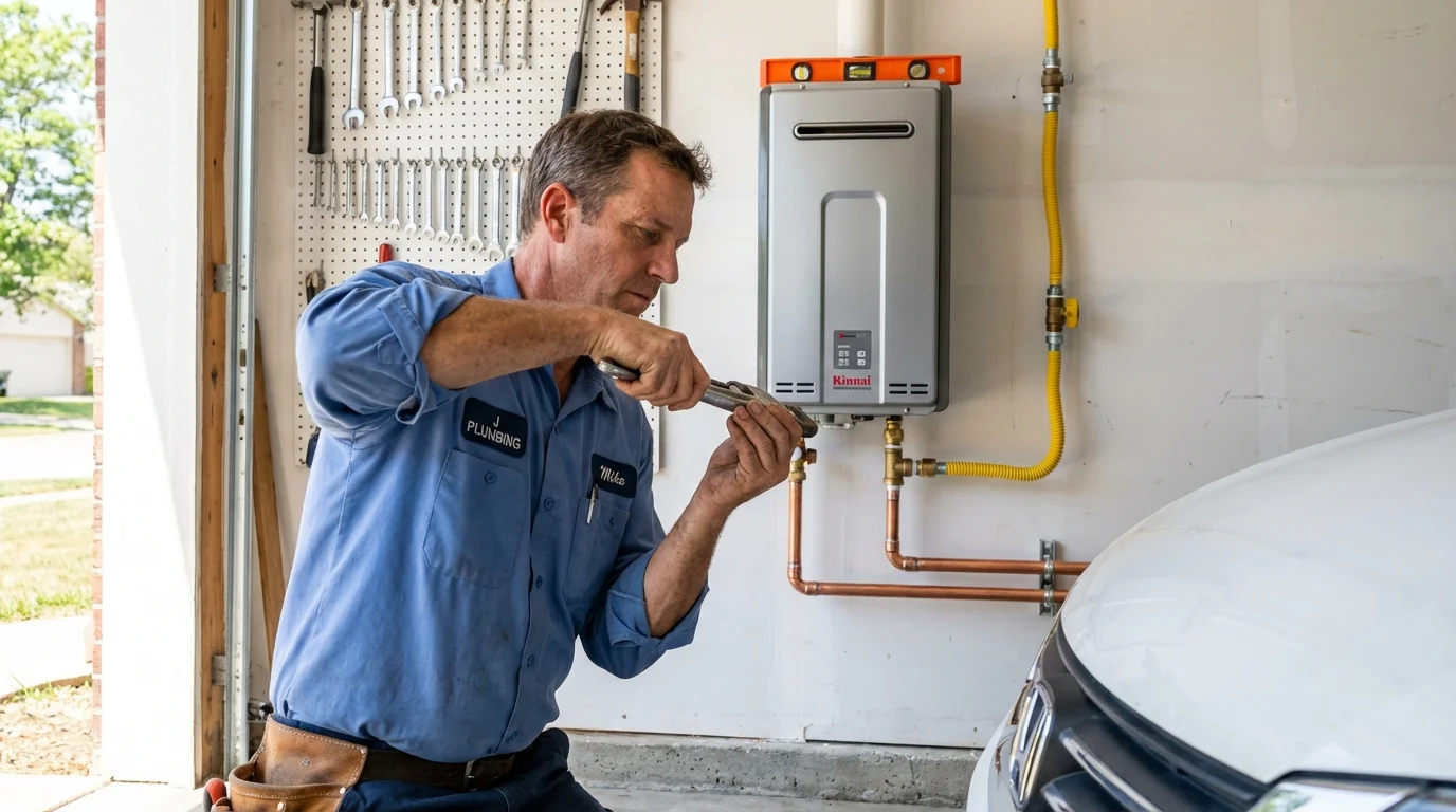 Tankless water heater installation by a Johns Plumbing LLC plumber in Clemmons